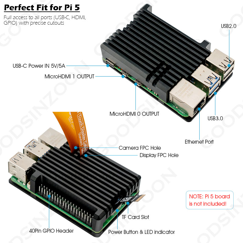 Boîtier blindé en aluminium Ra - Pi 5 Case avis et prix